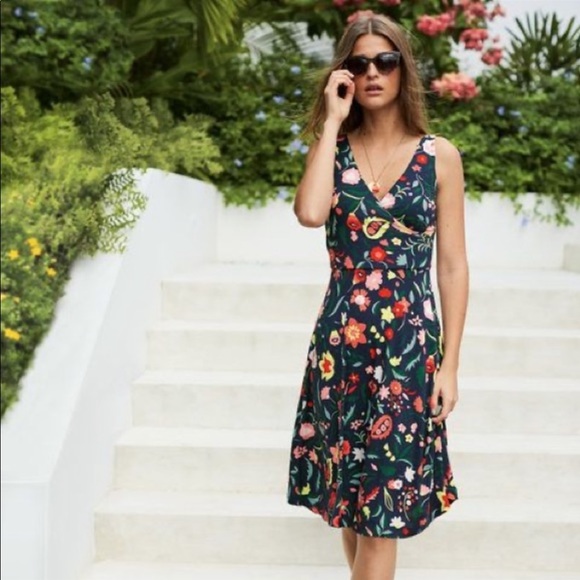 Boden Dresses & Skirts - Boden Navy Floral Midi Dress with Multicolor Flowers